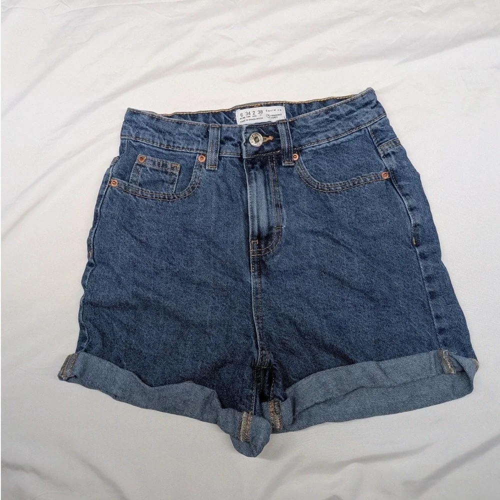 Primark Denim Co Womens High Waisted Cuffed Jean Shorts Blue Size 2 US